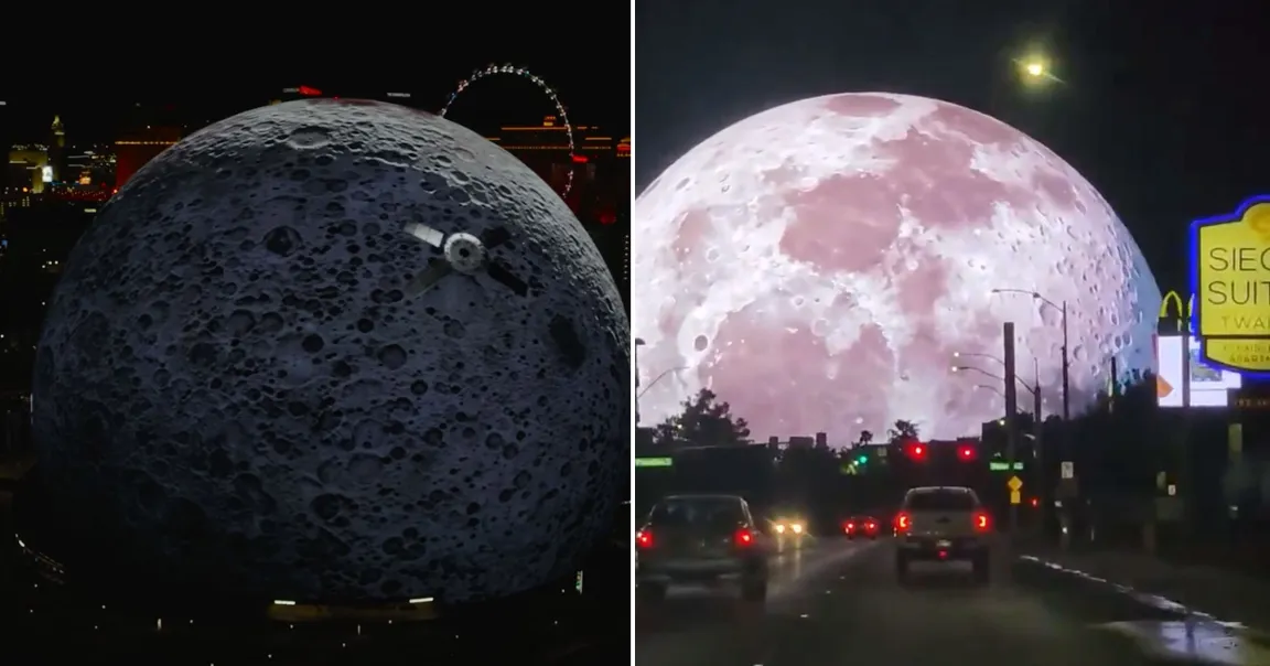 The Sphere in Las Vegas, a spherical, screen-covered arena, partnered with NASA to turn the hulking structure into the Moon itself.