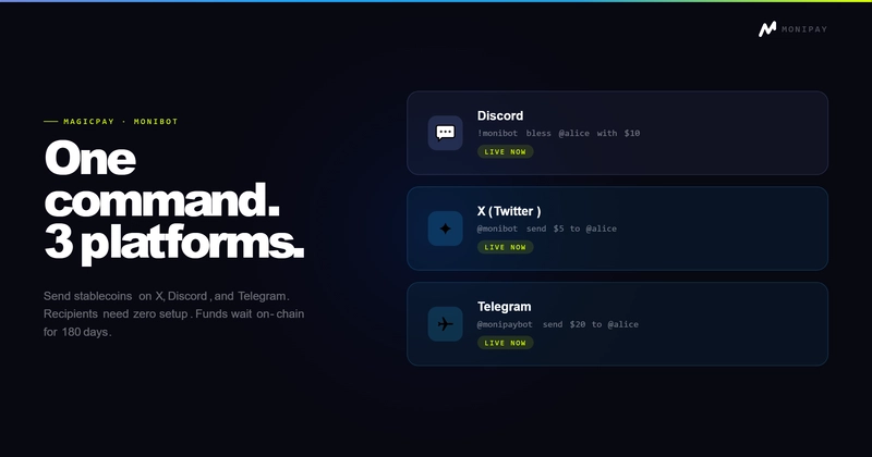 monibot tipping bot on x, discord and telegram