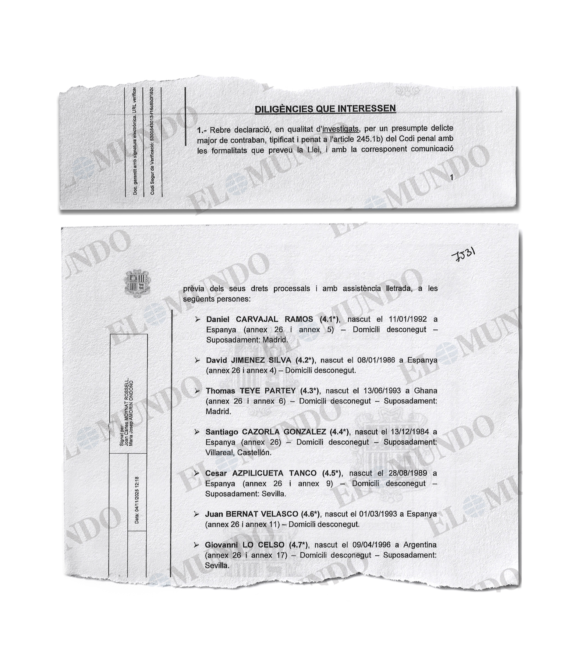 El sumario del caso de contrabando en el f�tbol espa�ol: Andorra acredita ventas de 38 relojes por valor de 1,3 millones a futbolistas de �lite