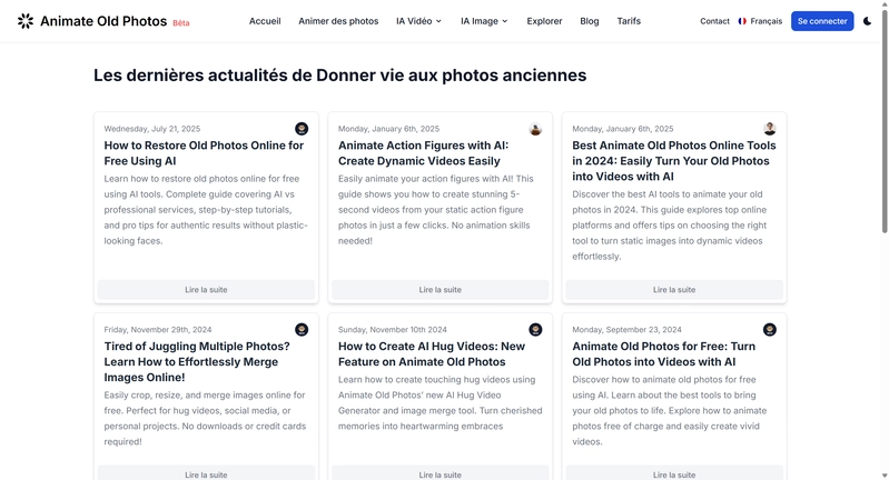 Screenshot of /fr/blog page before the fix showing a mix of French headers and untranslated English blog post cards