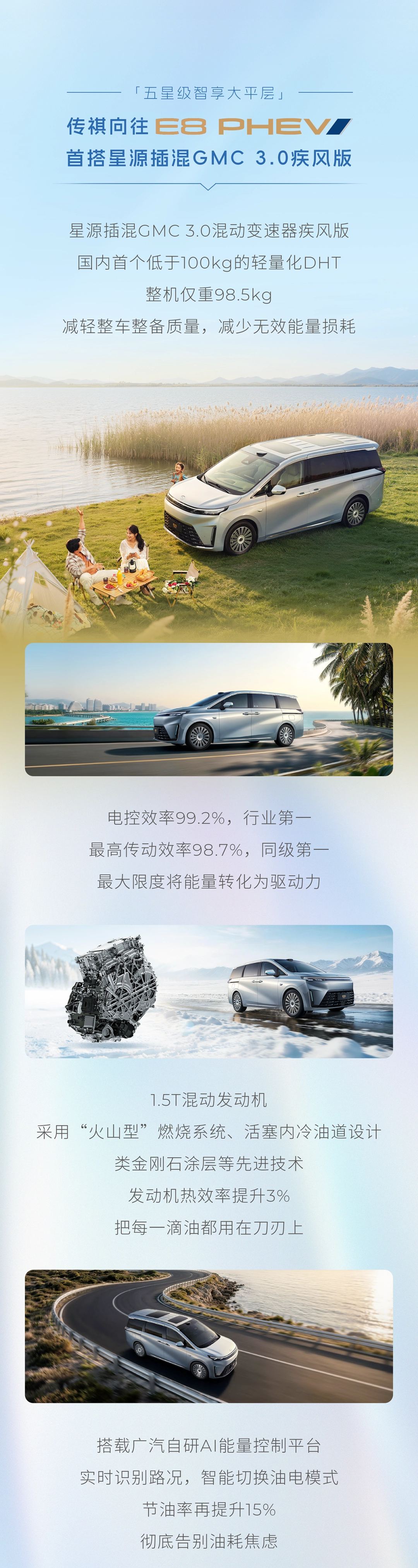 广汽星源插混官宣:传祺越 7 / 向往 E8 PHEV 首搭,MPV 车型百公里亏电油耗不到 4 升