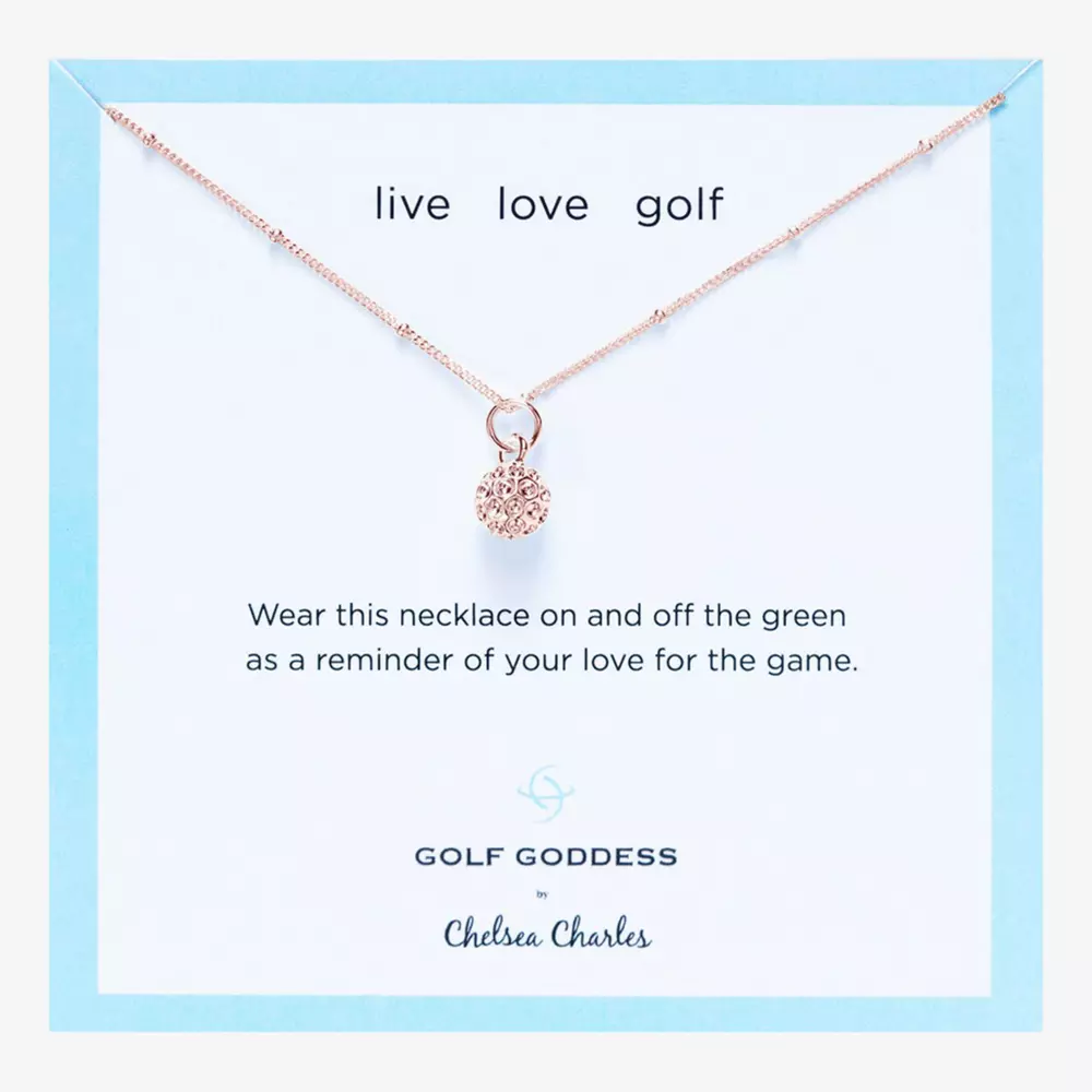 Chelsea Charles Golf Goddess Rose Gold Golf Ball Charm Necklace