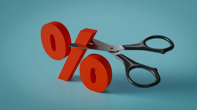 Background of bank"s interest rate cut concept, 3d rendering