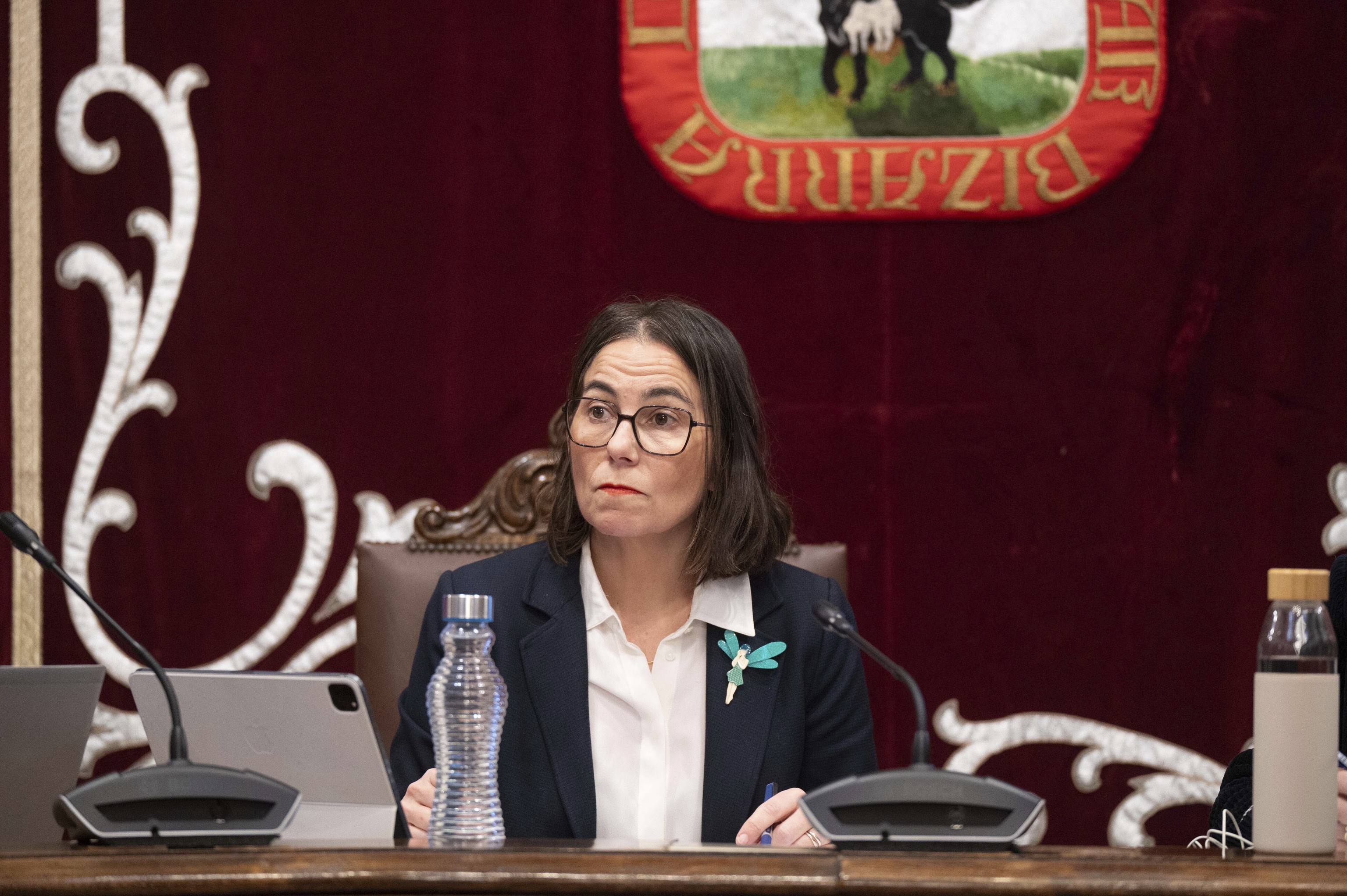 La alcaldesa de Getxo Amaia Agirre durante el pleno en el que los tres partidos de la oposici�n aprobaron una moci�n para reclamar su marcha el pasado 30 de enero.