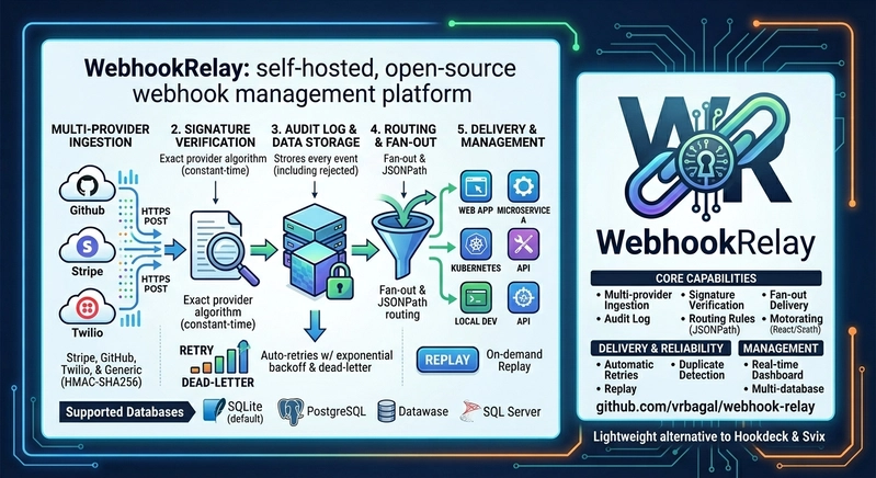 webhook relay infrastructure with ASP.NET Core 8 and React 19