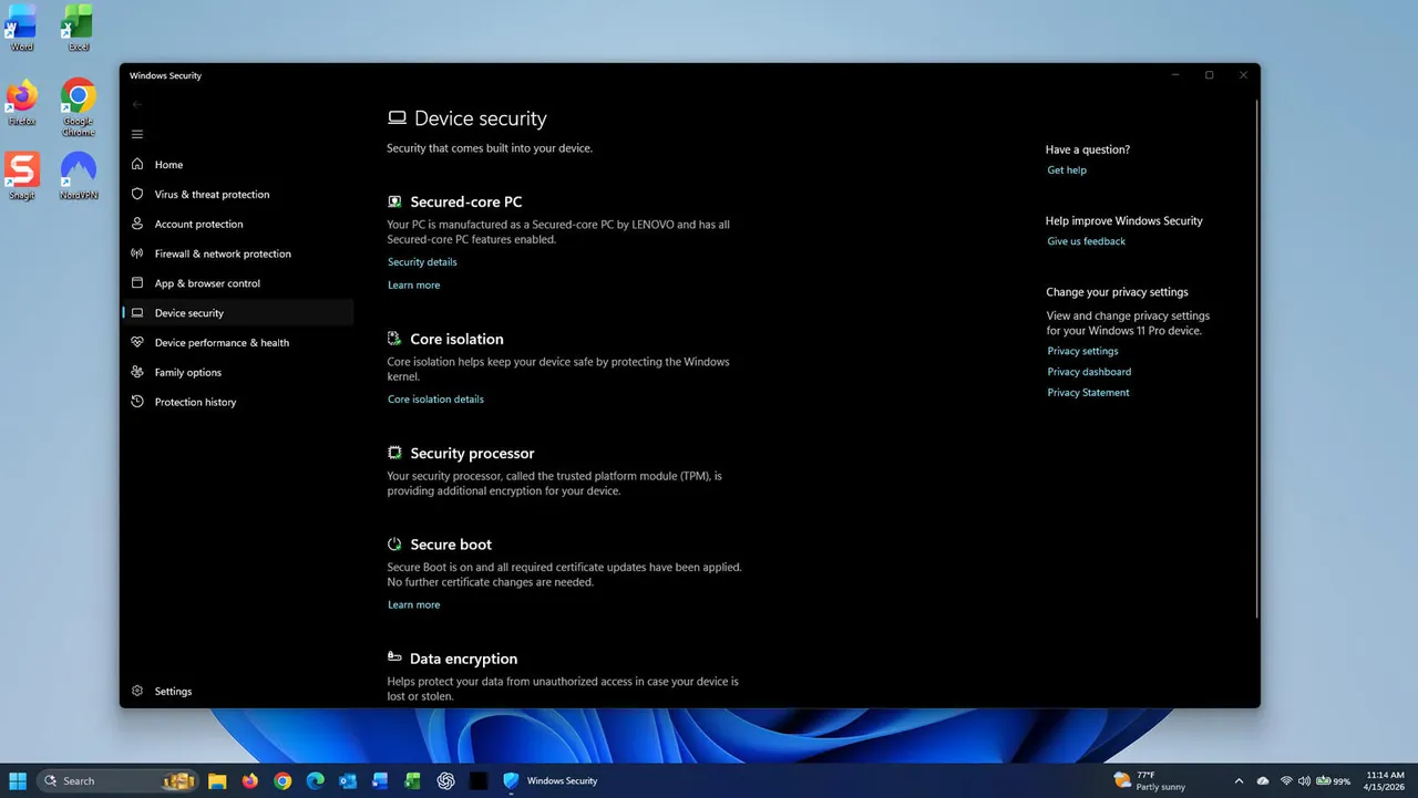 Windows Secure Boot status