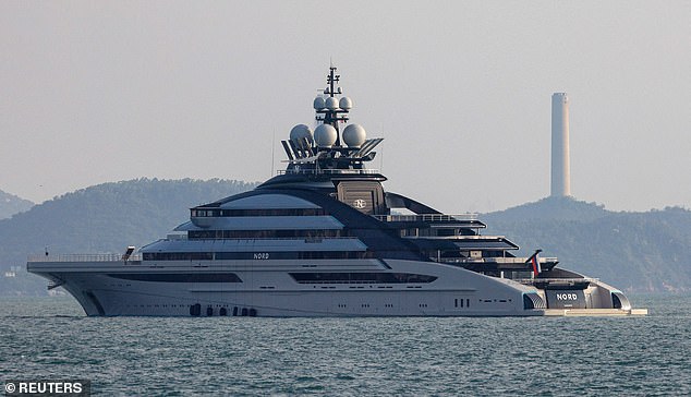 FILE PHOTO: The 465-foot superyacht "Nord", linked to the sanctioned Russian oligarch Alexey Mordashov is seen docked, in Hong Kong, China October 7, 2022. REUTERS/Tyrone Siu/File Photo