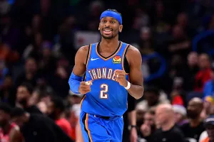 Shai Gilgeous-Alexander during Oklahoma City Thunder NBA game, player props parlay pick