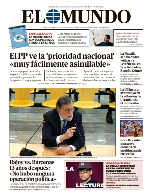 Portada de EL MUNDO del viernes 24 de abril de 2026