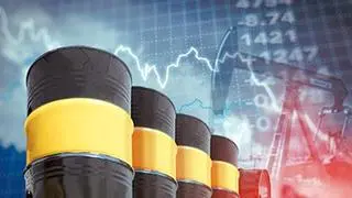 Declining chart of crude oil barrels istock photo for BL Declining chart of crude oil barrels istock photo for BL