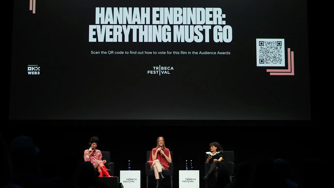 (L-R) Sarah Sherman, Hannah Einbinder and Sandy Honig speak onstage during the Tribeca Festival Premiere of Max's Hannah Einbinder: Everything Must Go at The Indeed Theater at Spring Studios on June 11, 2024 in New York City.