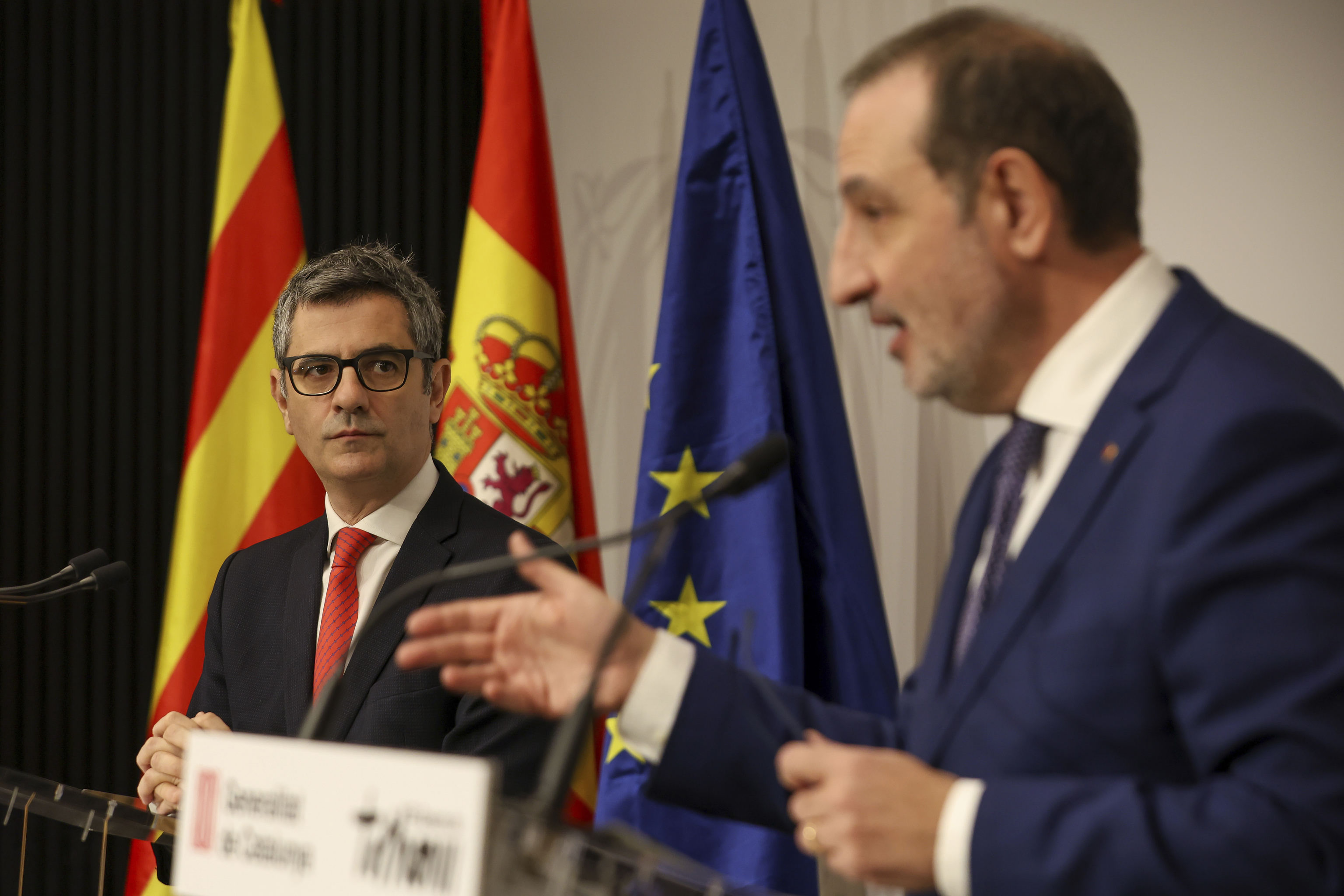 El consejero Espadaler junto al ministro de Justicia, F�lix Bola�os, en una visita  el a�o pasado a Barcelona