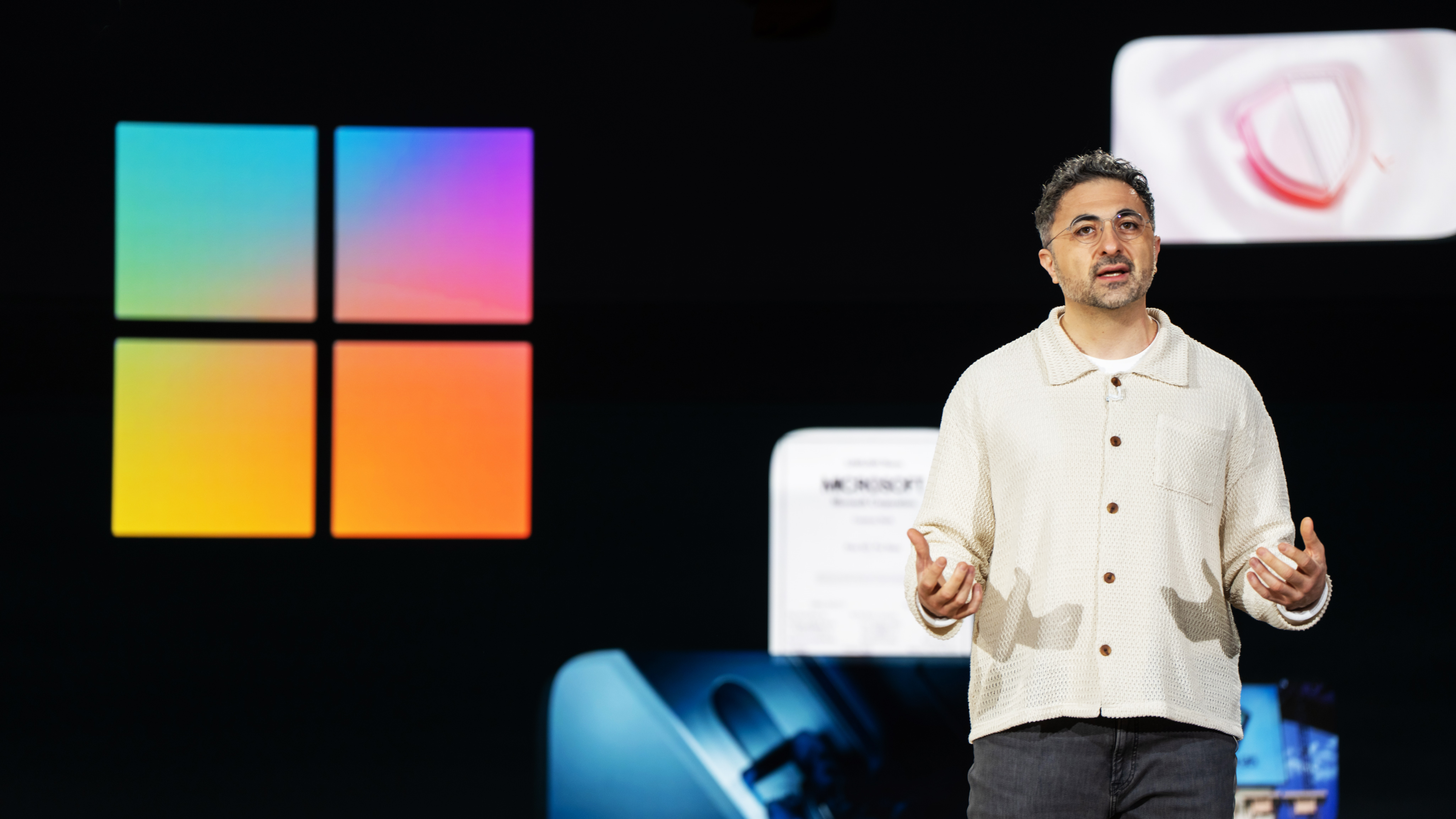 REDMOND, WASHINGTON - APRIL 4: Microsoft AI CEO Mustafa Suleyman speaks during an event highlighting Microsoft Copilot, the company's AI tool. (Photo by Stephen Brashear/Getty Images)