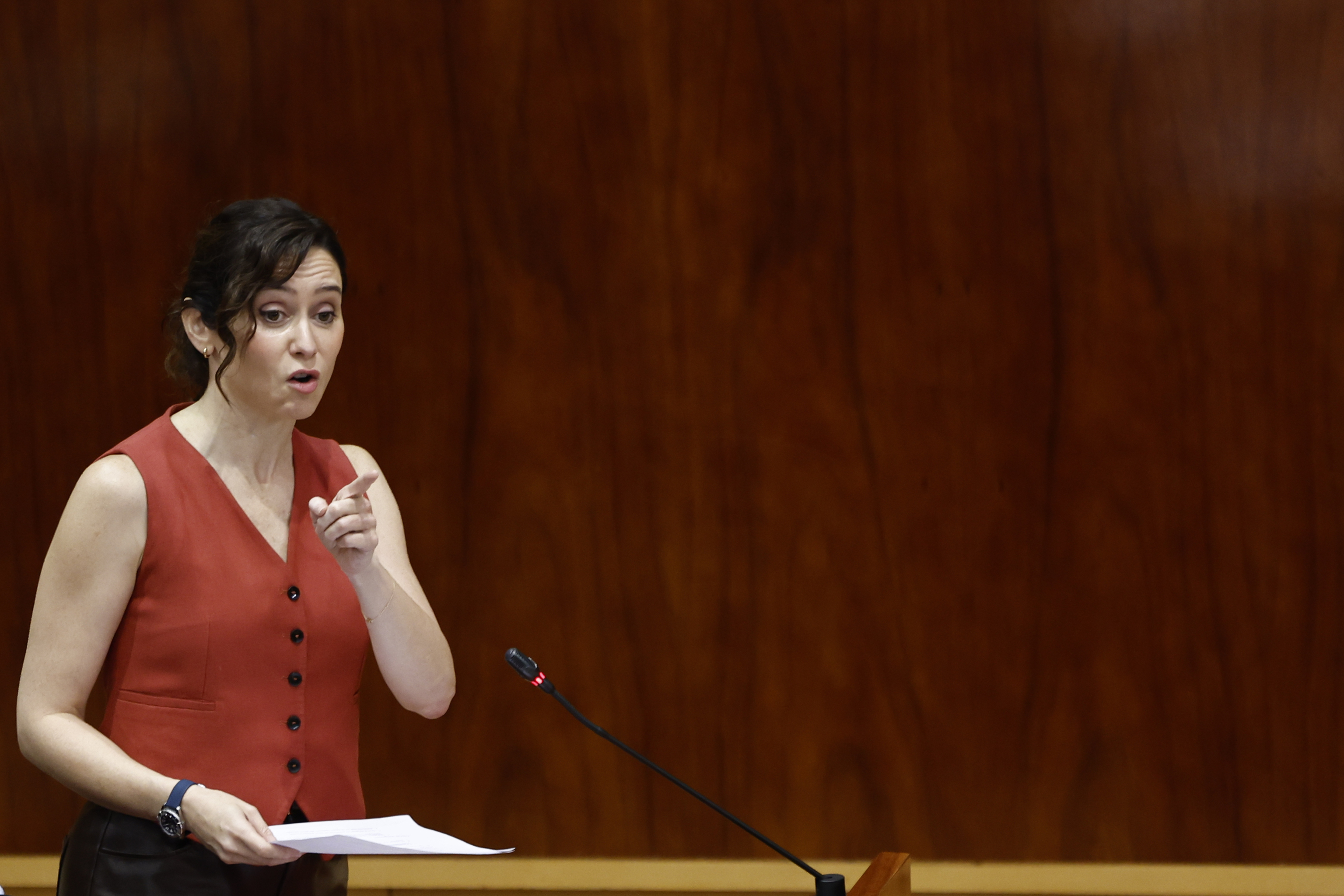Ayuso, este jueves en la Asamblea.