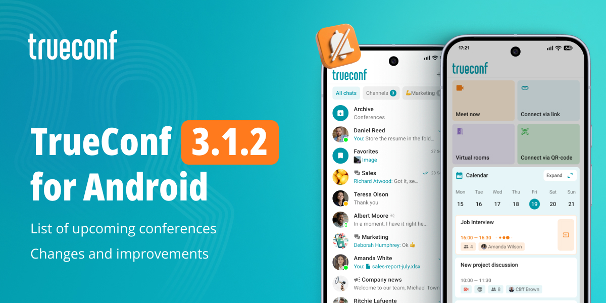 TrueConf 3.1.2 for Android: List of Upcoming Meetings and New Noise Suppression 6 TrueConf for Android