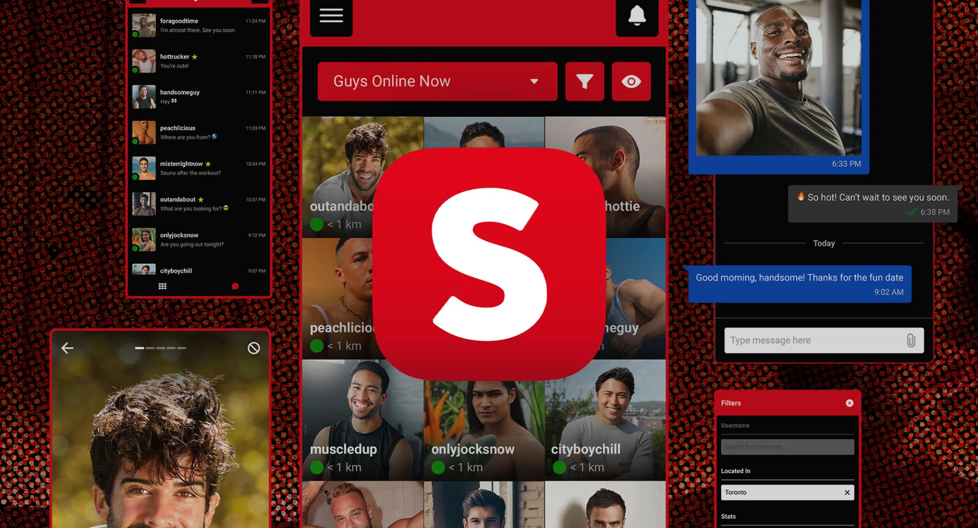 Squirt logo against screenshots of the SQ Dating app.