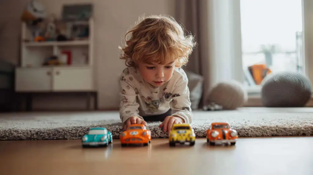 Niño jugando con coches