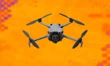 DJI Mini 5 on orange background