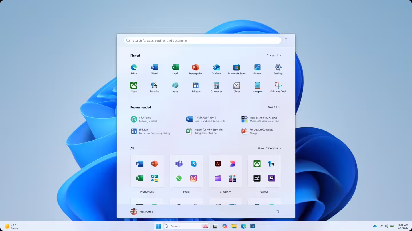动态磁贴情怀难消:微软揭秘 5 种 Win11 开始菜单原型方案 New Windows 11 Start menu with Pinned apps, Recommendations and Category view for all apps