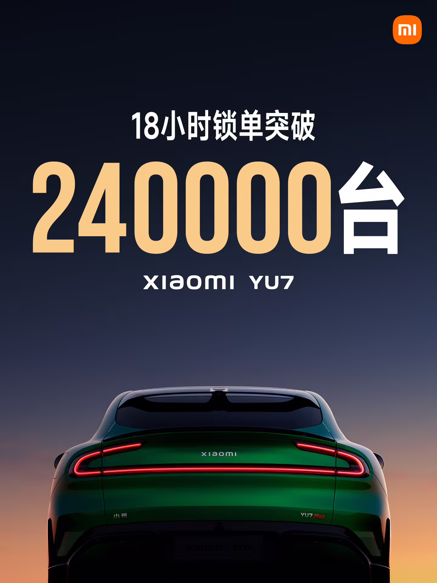 雷军回应只公布锁单数据:去年小米 YU7 3 分钟大定超过 20 万辆,行业没有人信,觉得数据有问题